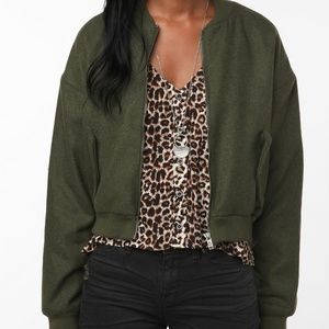 Cheap Monday Army Green Wool Bomber Jacket